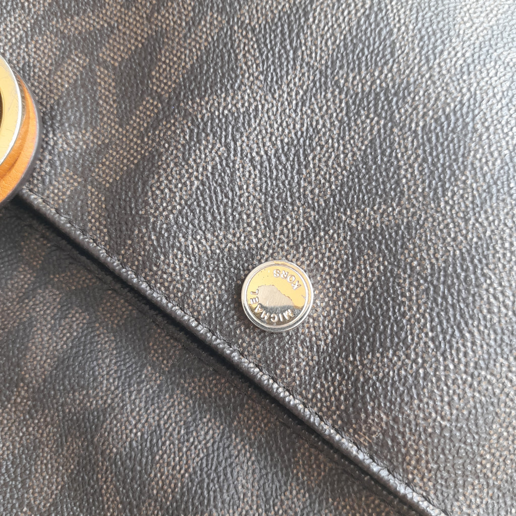 Michael Kors Monogram & Leather Shoulder Bag | Pre Loved |