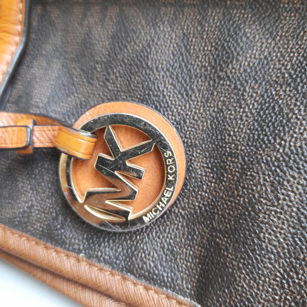 Michael Kors Monogram & Leather Shoulder Bag | Pre Loved |