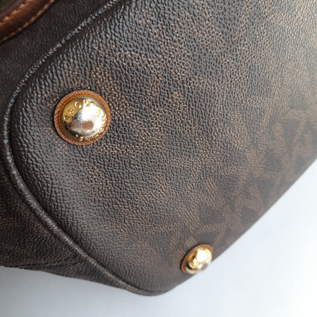 Michael Kors Monogram & Leather Shoulder Bag | Pre Loved |