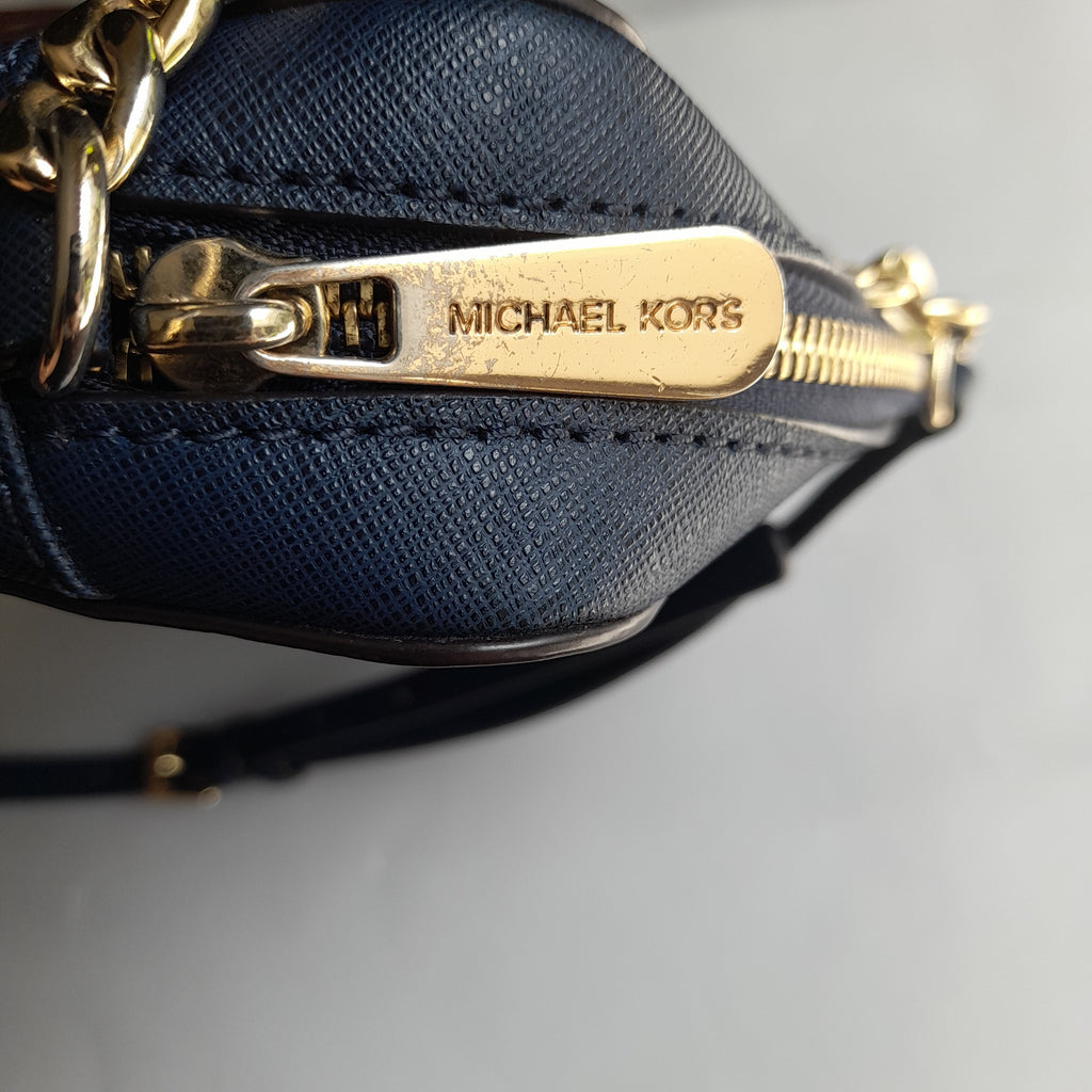 Michael Kors Navy Blue Leather Crossbody Bag | Gently Used |