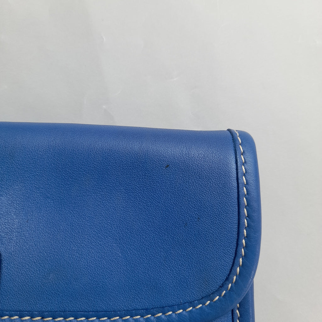 Prada Blue Leather City Clutch Bag | Pre Loved |