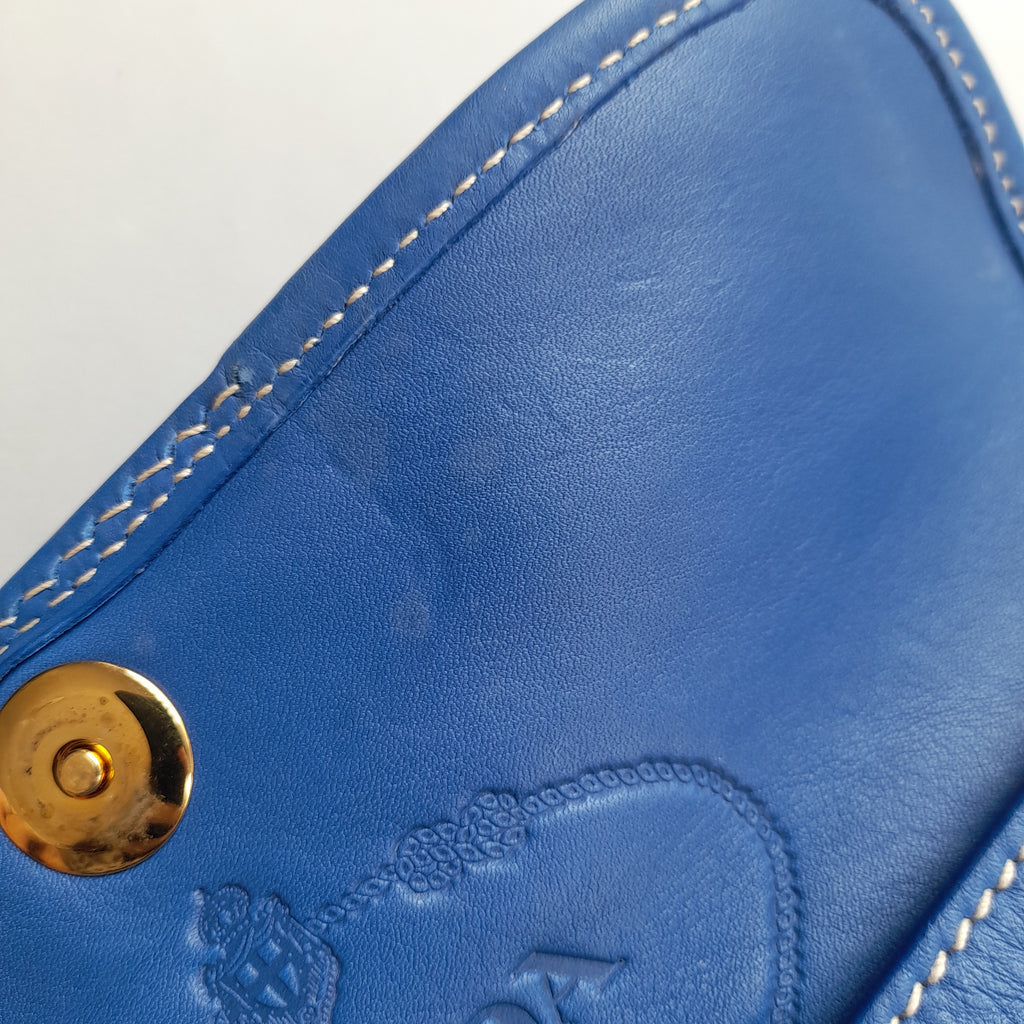 Prada Blue Leather City Clutch Bag | Pre Loved |