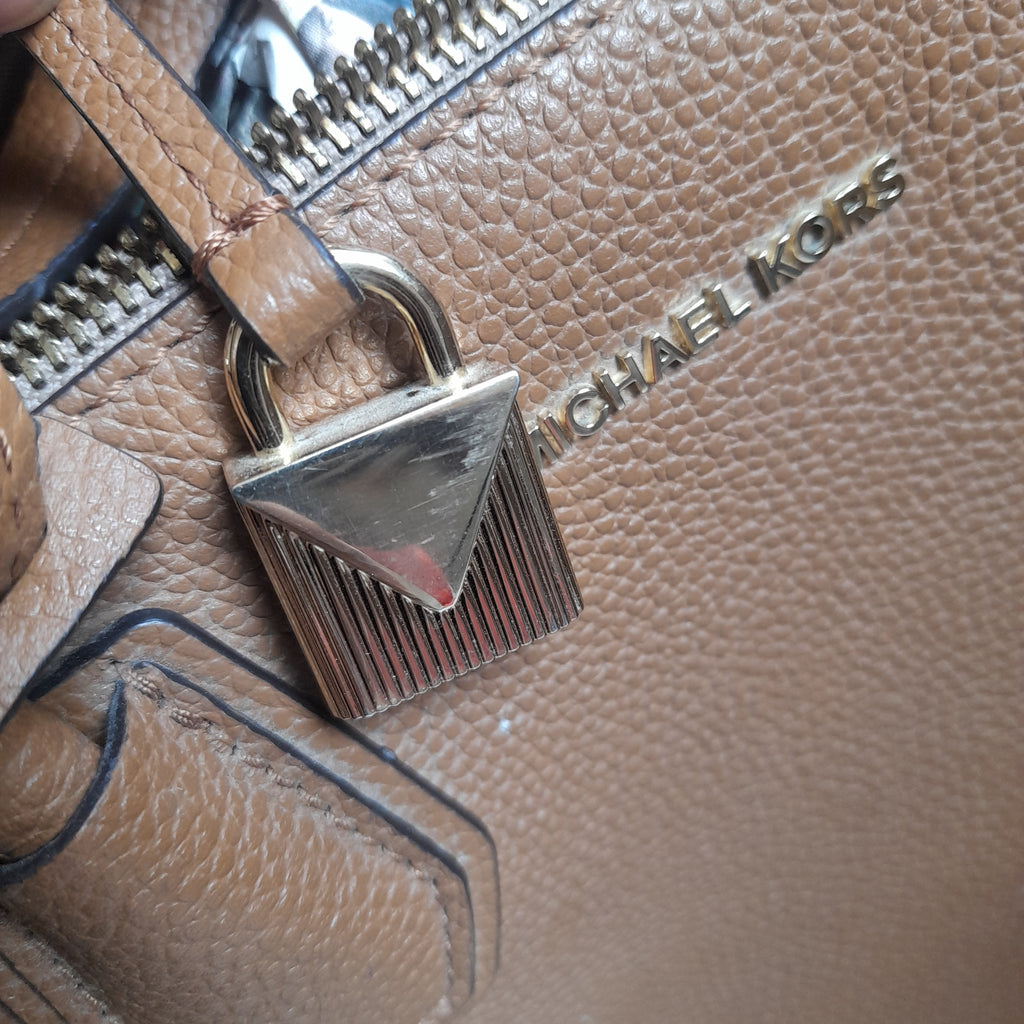 Michael Kors Tan Pebbled Leather 'Mercer' Satchel | Pre Loved |