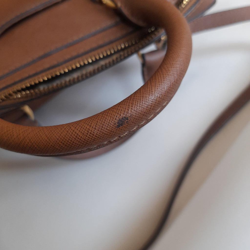 Michael Kors Tan Leather 'Sandrine' Convertible Satchel | Pre Loved |