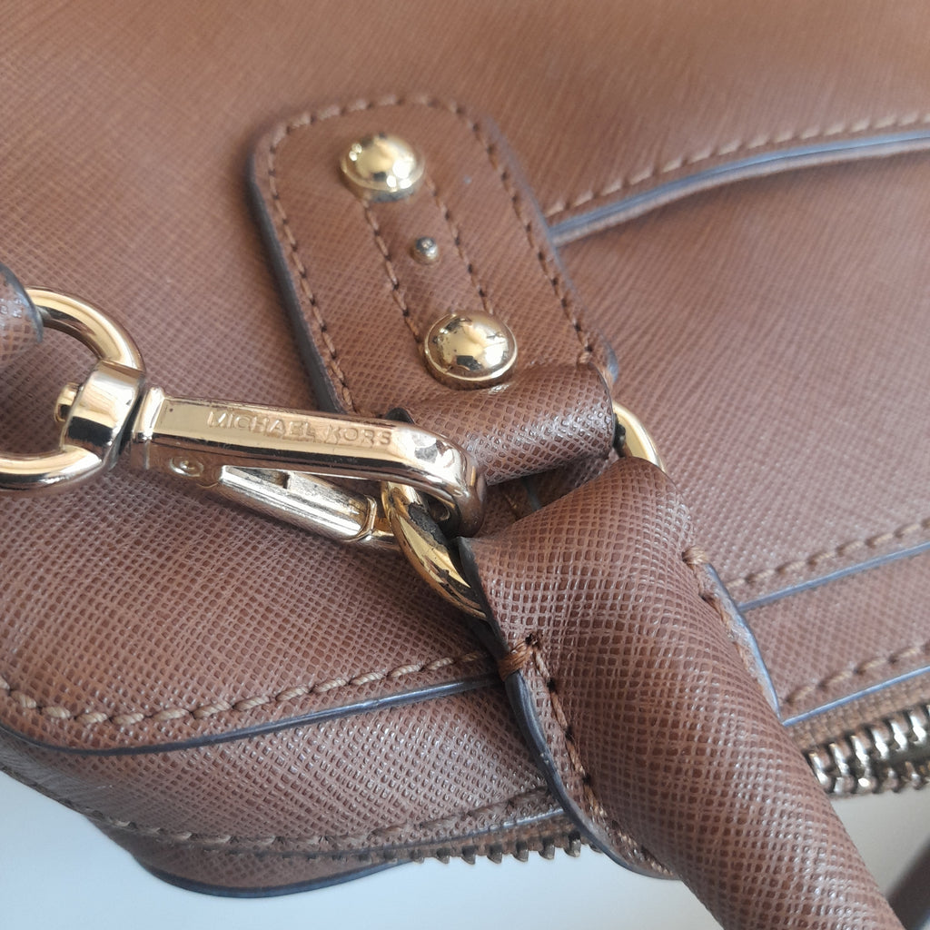 Michael Kors Tan Leather 'Sandrine' Convertible Satchel | Pre Loved |