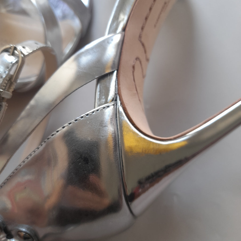 Sophia Webster 'Madame' Chiara' Leather Silver Mirror Heels | Pre Loved |