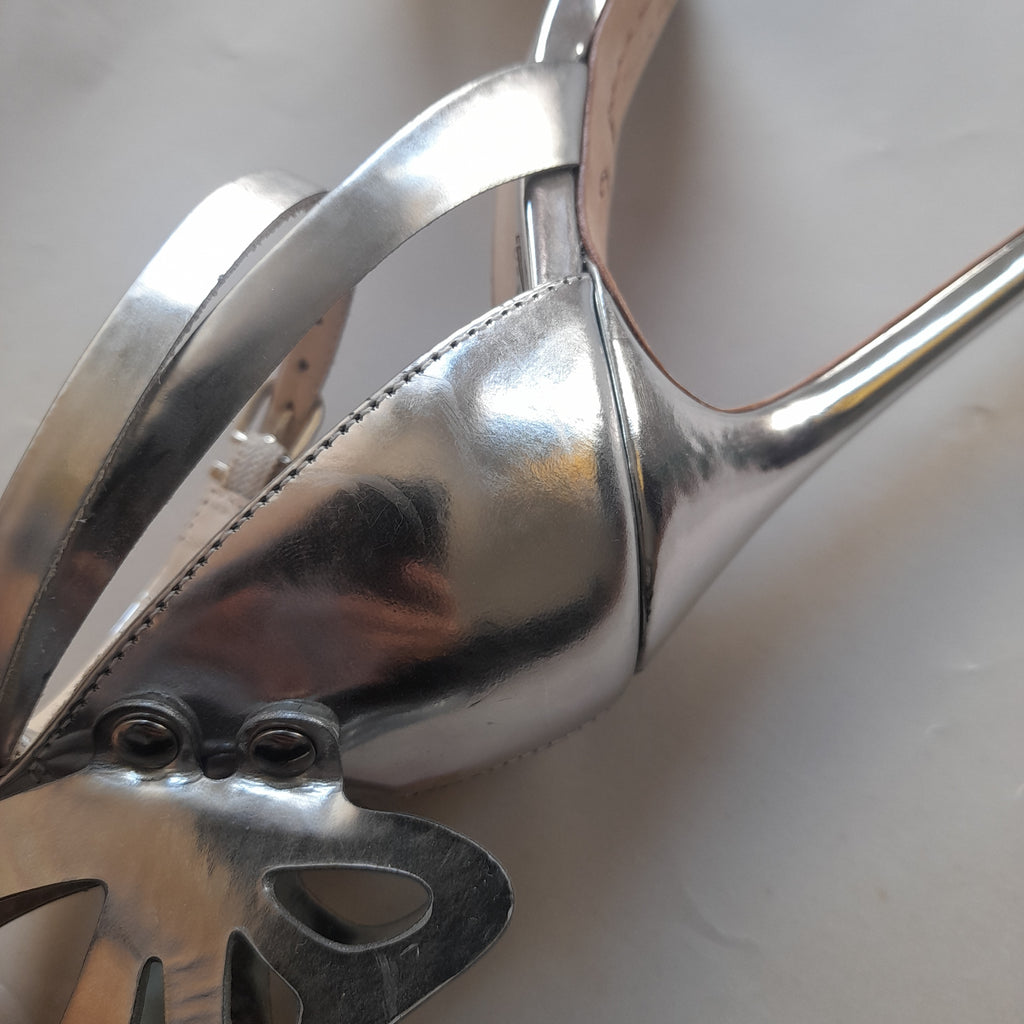 Sophia Webster 'Madame' Chiara' Leather Silver Mirror Heels | Pre Loved |