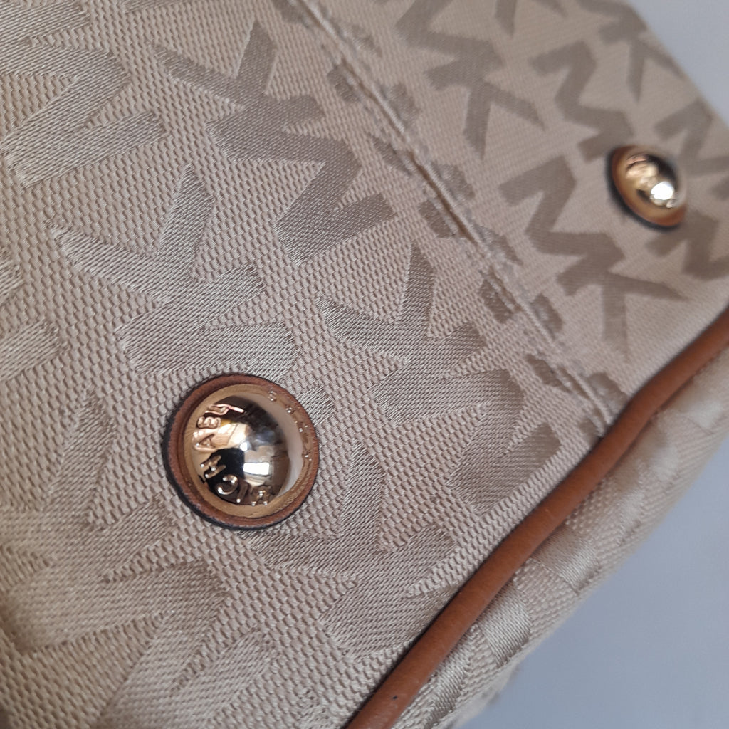 Michael Kors Beige and Brown Monogram 'Grayson' Tote Bag | Pre Loved |
