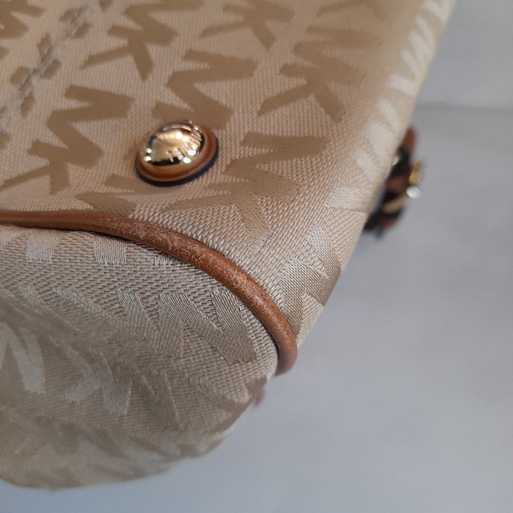 Michael Kors Beige and Brown Monogram 'Grayson' Tote Bag | Pre Loved |