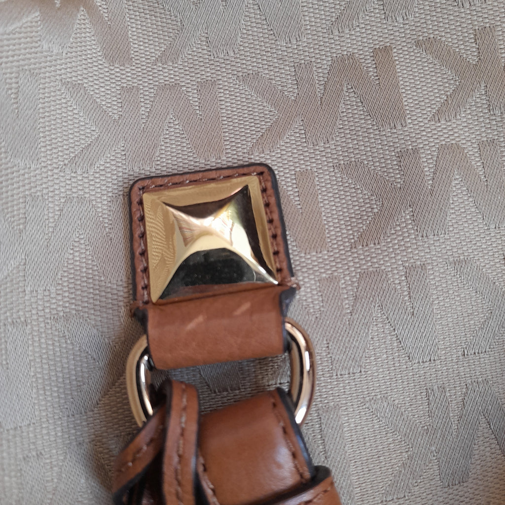 Michael Kors Beige and Brown Monogram 'Grayson' Tote Bag | Pre Loved |