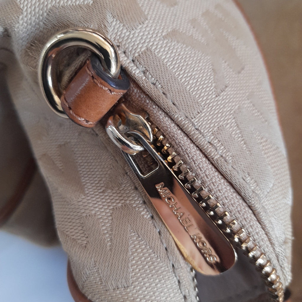 Michael Kors Beige and Brown Monogram 'Grayson' Tote Bag | Pre Loved |