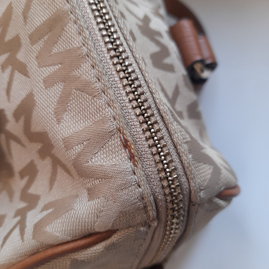 Michael Kors Beige and Brown Monogram 'Grayson' Tote Bag | Pre Loved |