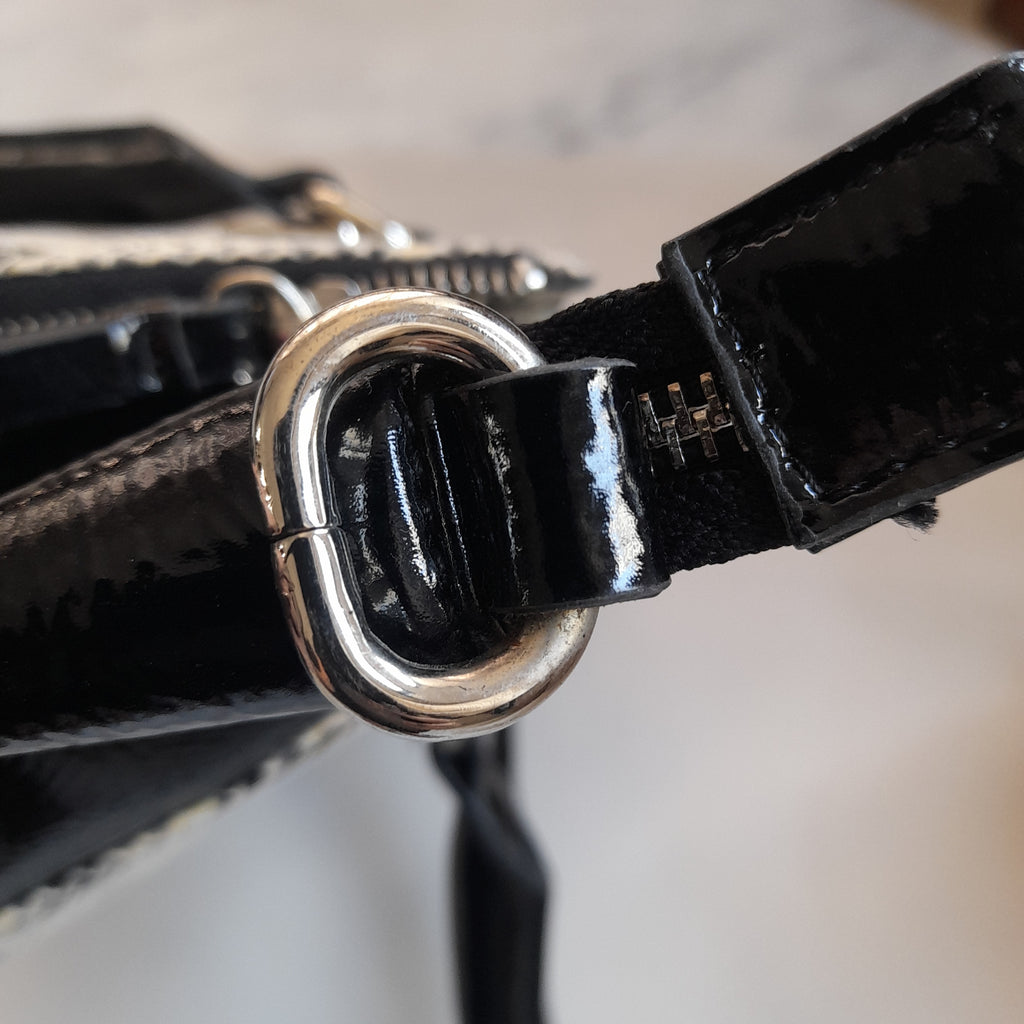 Nine West Black Patent and Snakeprint Tote Bag | Pre Loved |