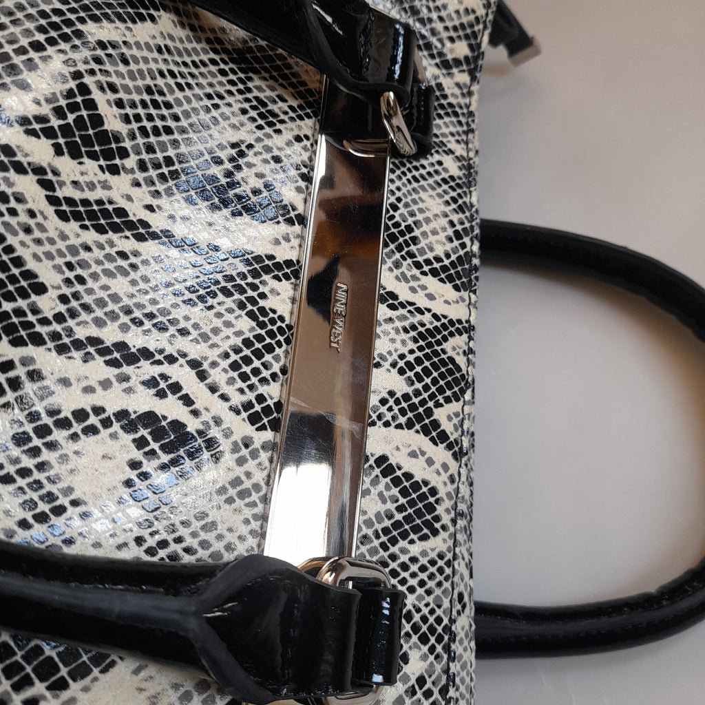 Nine West Black Patent and Snakeprint Tote Bag | Pre Loved |