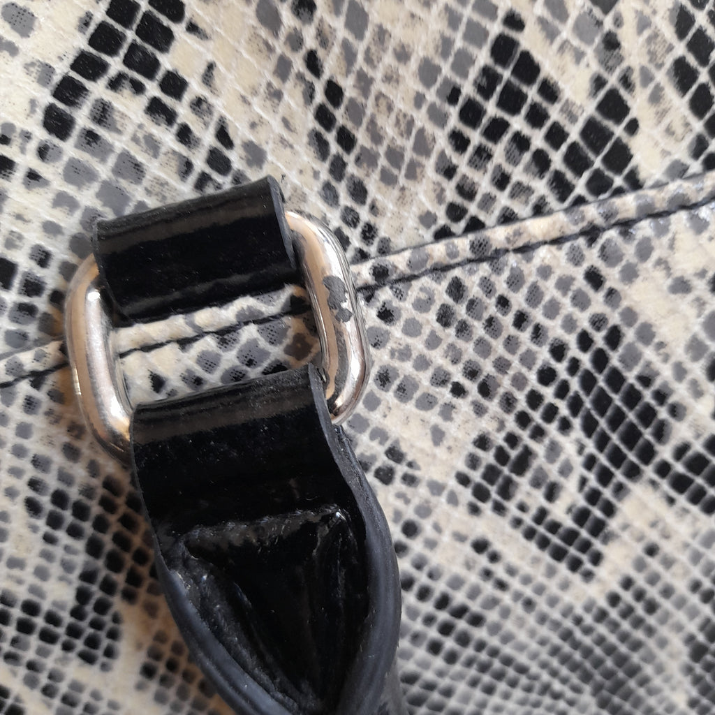 Nine West Black Patent and Snakeprint Tote Bag | Pre Loved |