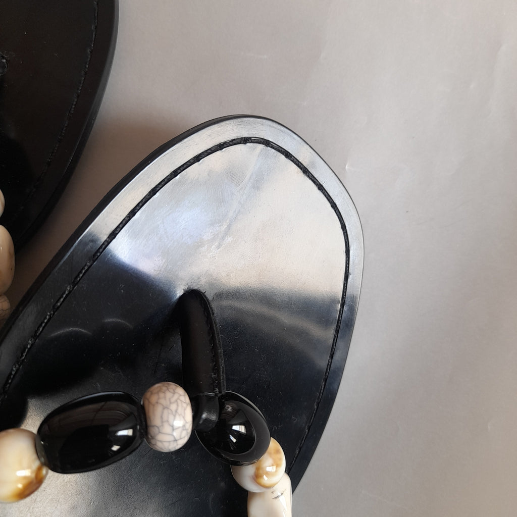 ZARA Black Beaded Sandals | Brand New |