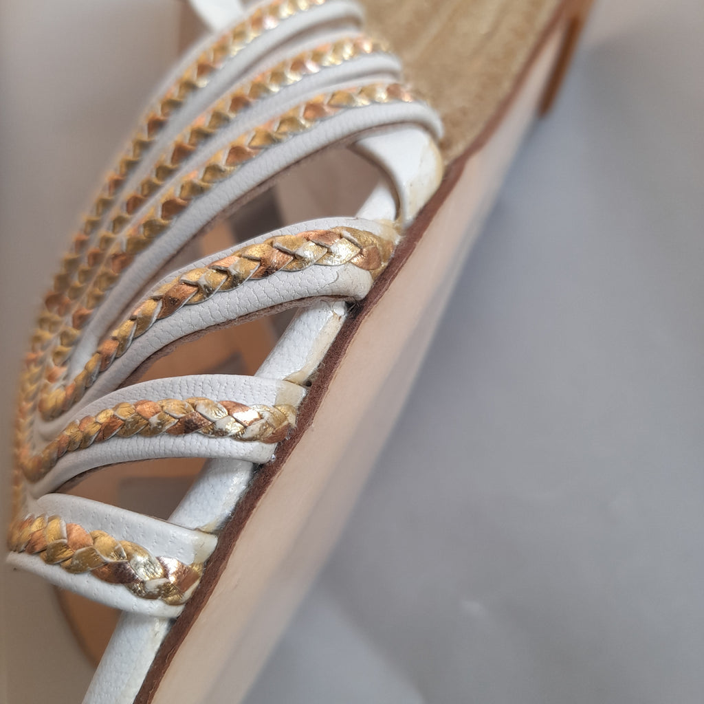 Miaasa White and Gold Wedges | Gently Used |