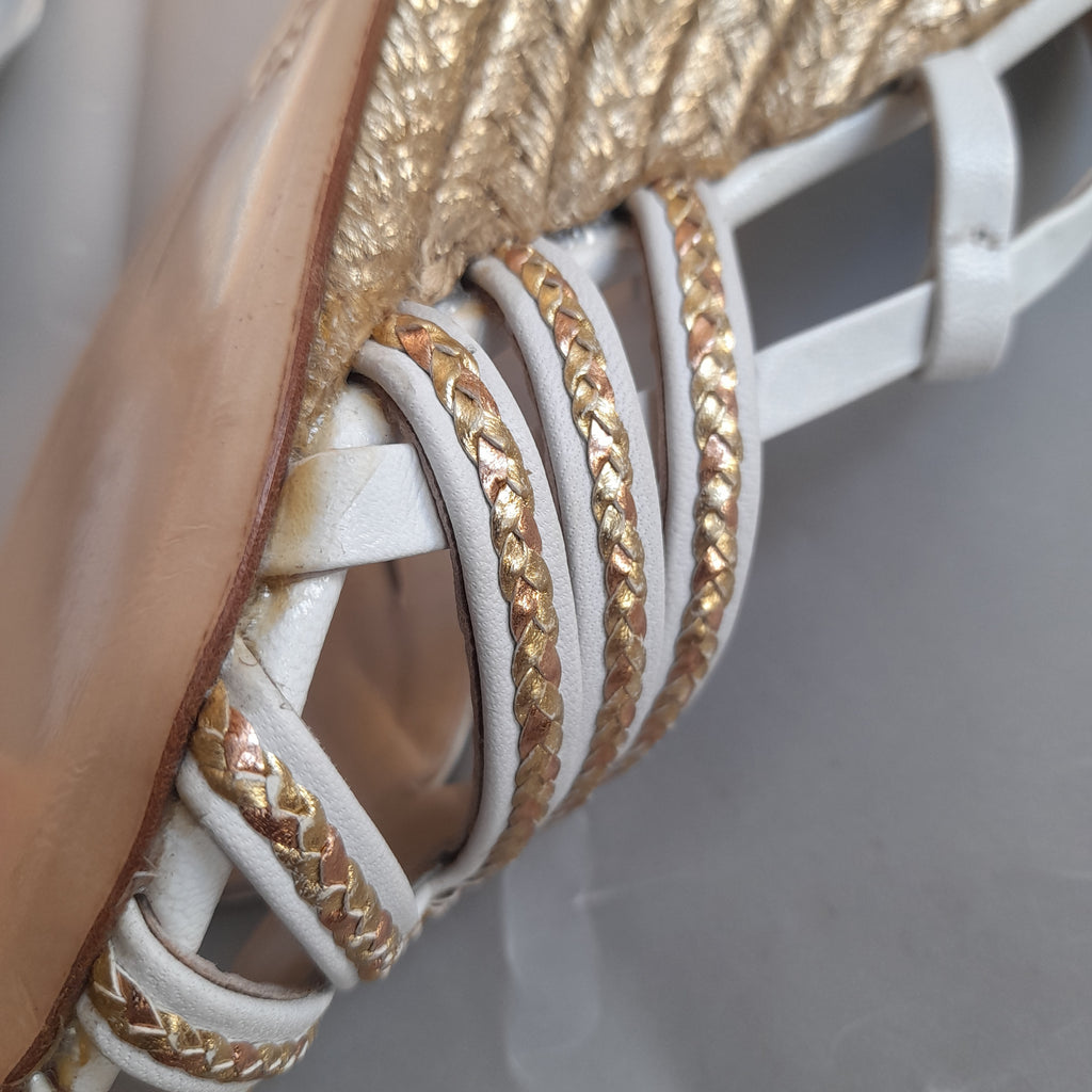 Miaasa White and Gold Wedges | Gently Used |