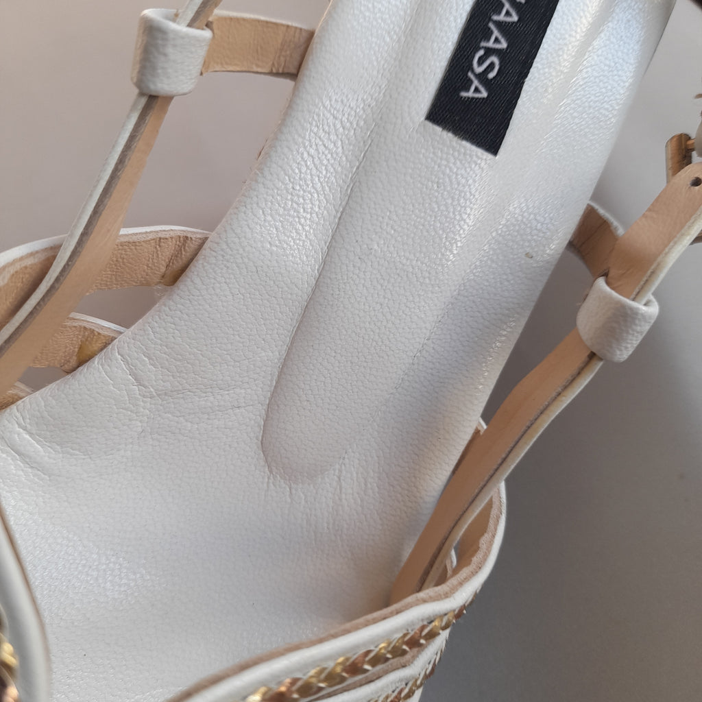 Miaasa White and Gold Wedges | Gently Used |