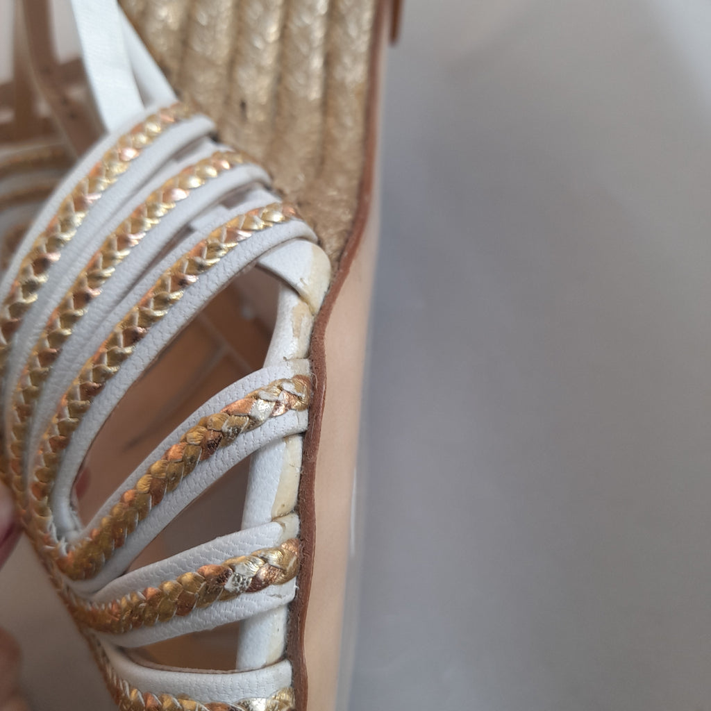 Miaasa White and Gold Wedges | Gently Used |