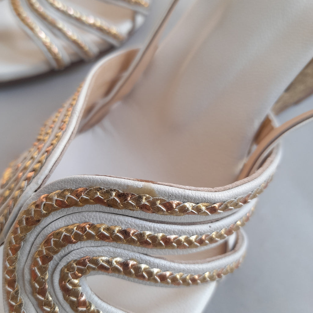 Miaasa White and Gold Wedges | Gently Used |