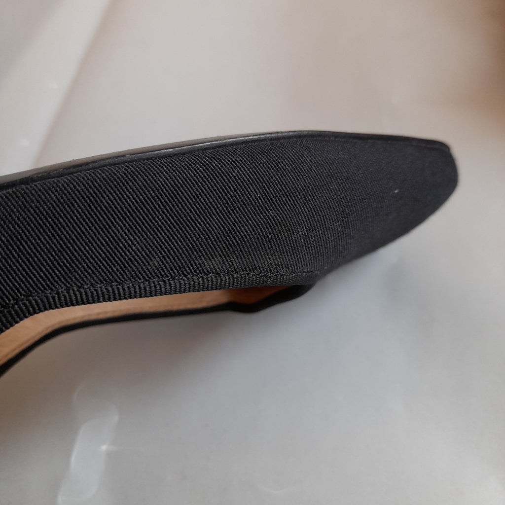 Tory Burch Black Canvas Square-toe Block Heels | Pre Loved |