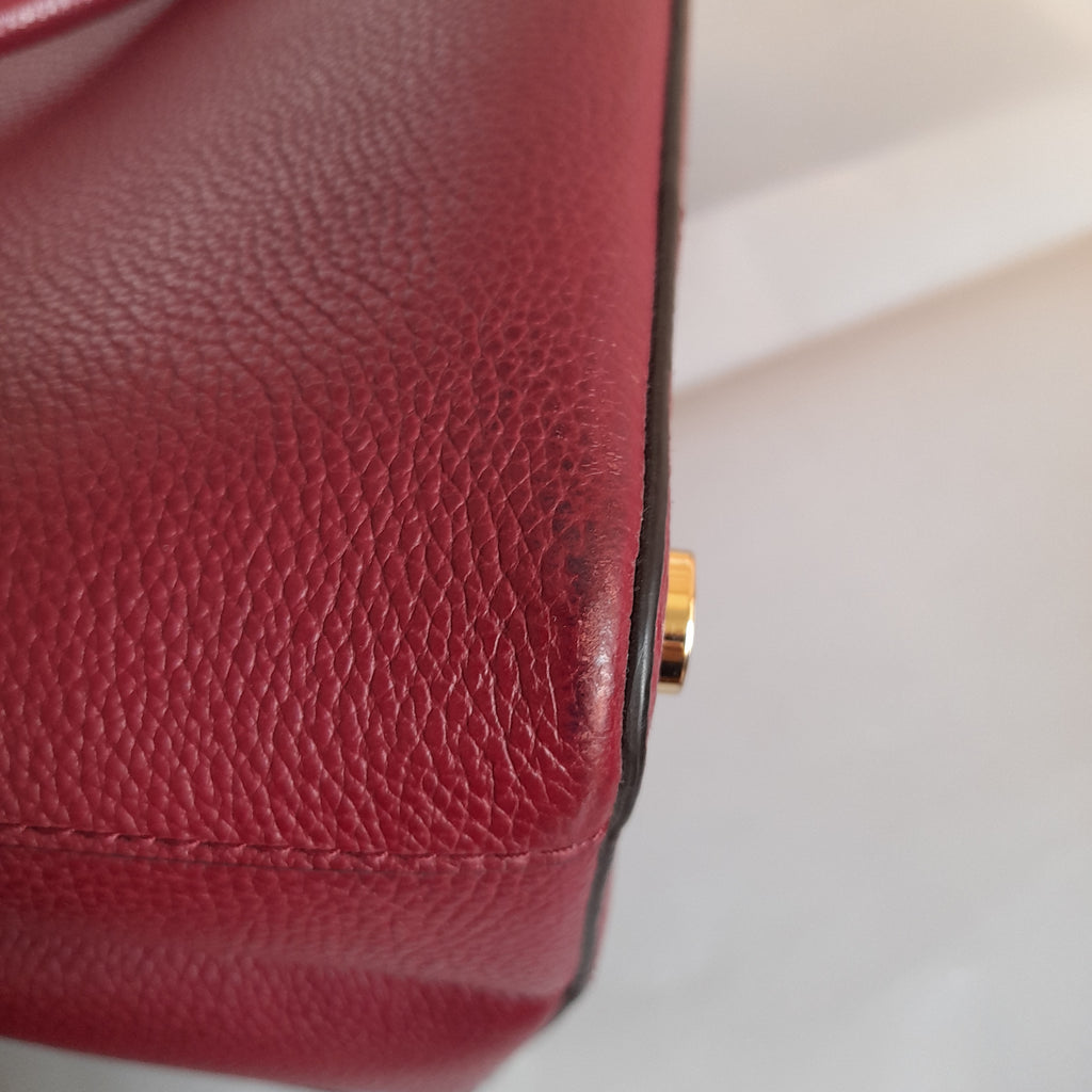 Michael Kors Maroon Pebbled Leather Mercer Satchel | Pre Loved |