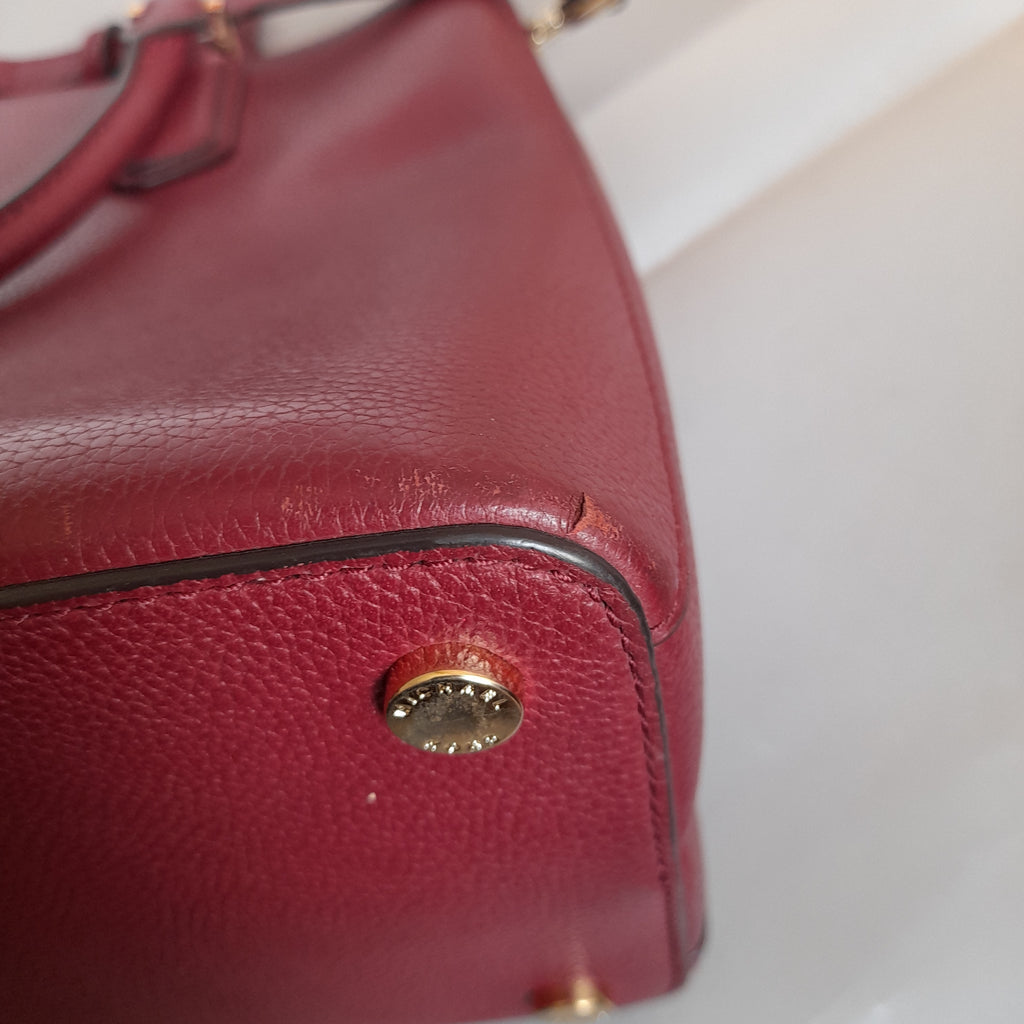 Michael Kors Maroon Pebbled Leather Mercer Satchel | Pre Loved |