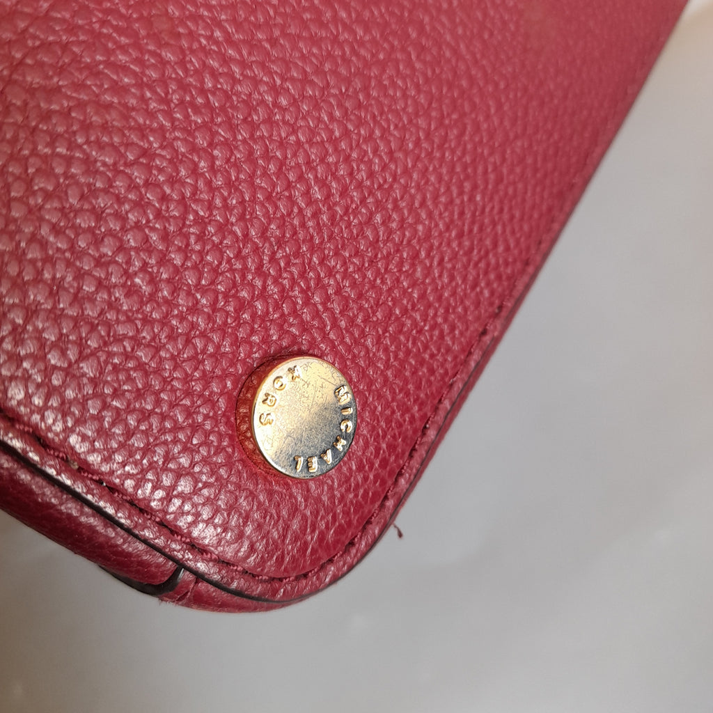 Michael Kors Maroon Pebbled Leather Mercer Satchel | Pre Loved |