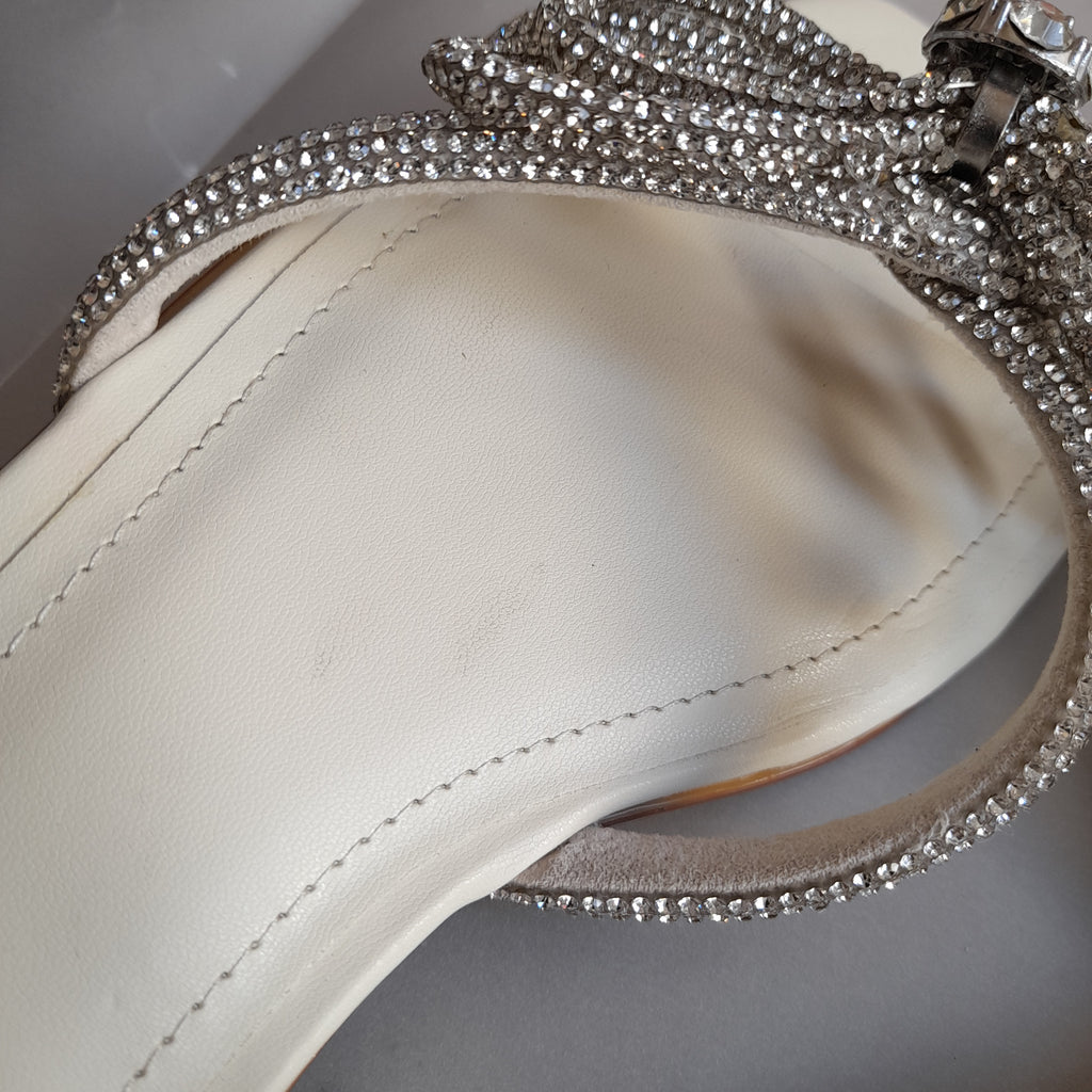 ZARA Silver Bow Rhinestone Flats | Like New |