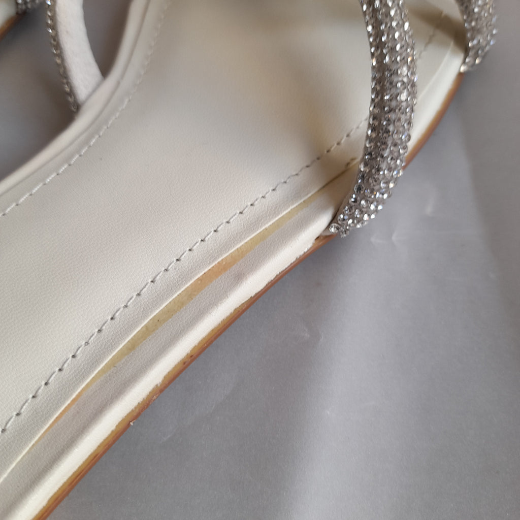 ZARA Silver Bow Rhinestone Flats | Like New |