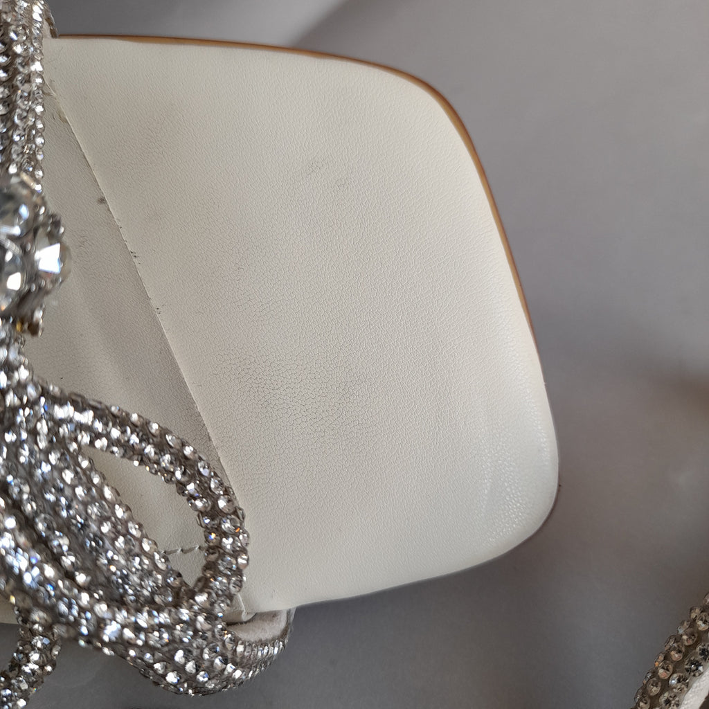 ZARA Silver Bow Rhinestone Flats | Like New |