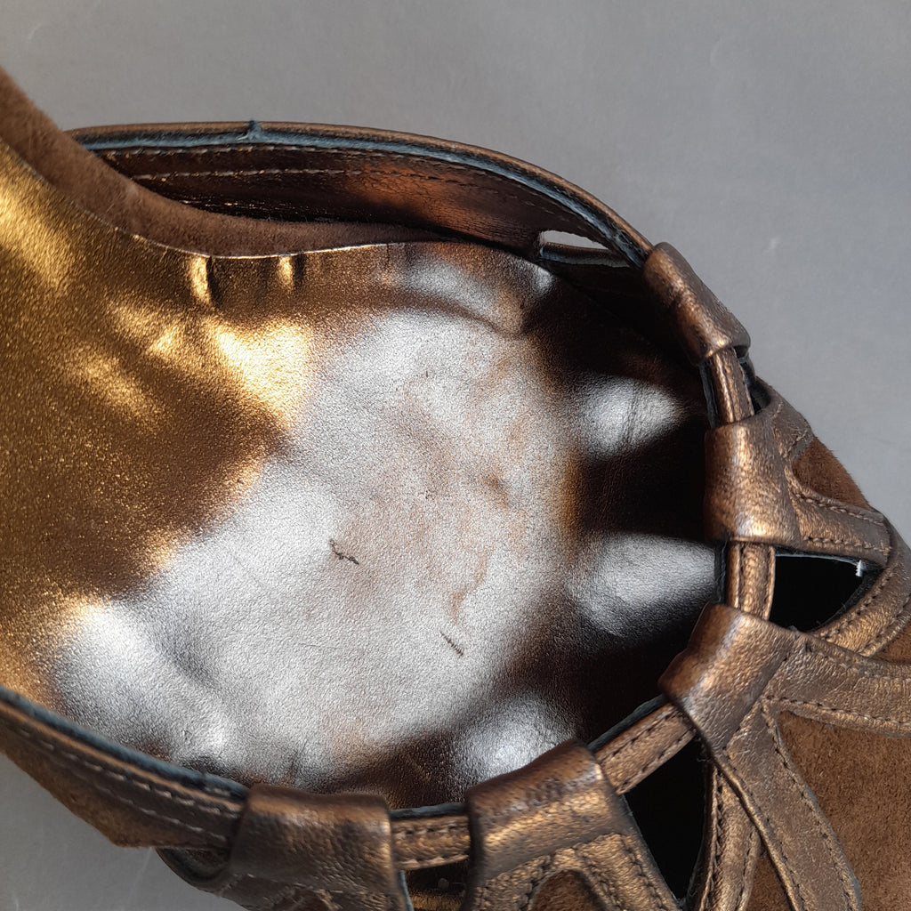 Kurt Geiger Bronze Suede Heels | Pre Loved |