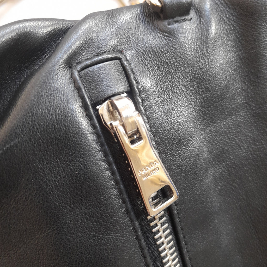 Prada Black Leather Fold-over Crossbody Bag | Gently Used |