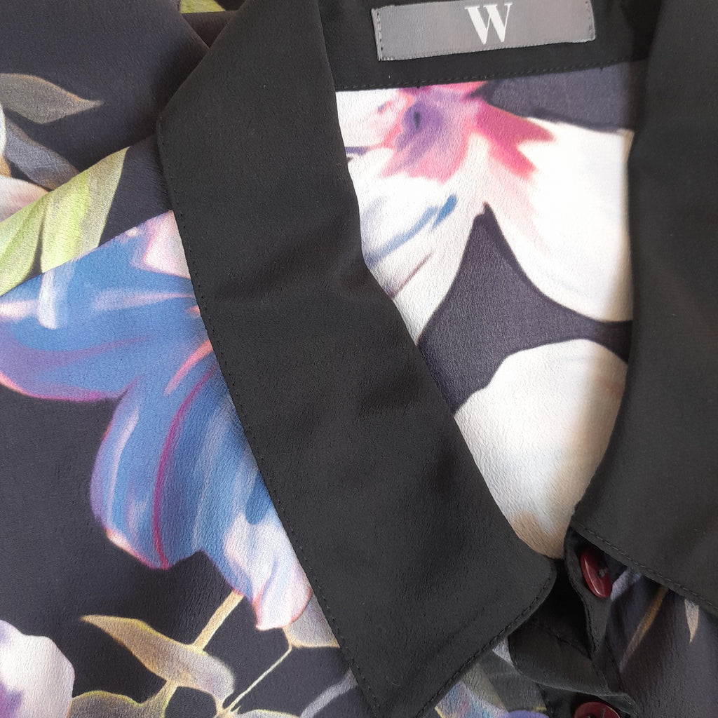 W By BHS Black Floral Printed Sleeveless Collared Shirt | Gently Used |