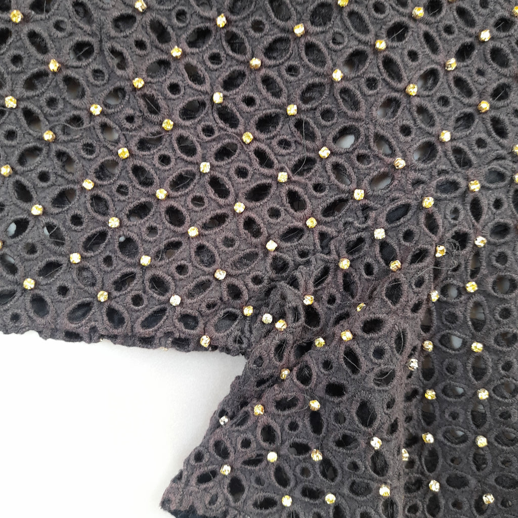 ZARA Black Net & Gold Cropped Shirt | Pre Loved |