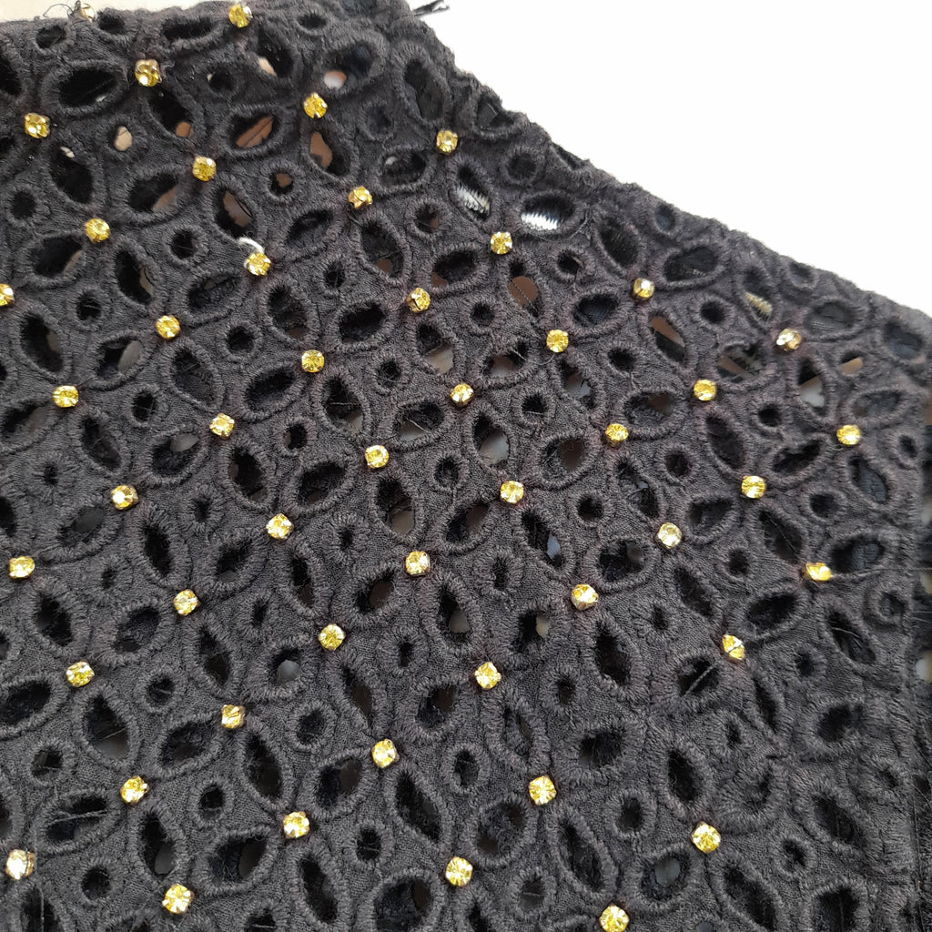 ZARA Black Net & Gold Cropped Shirt | Pre Loved |