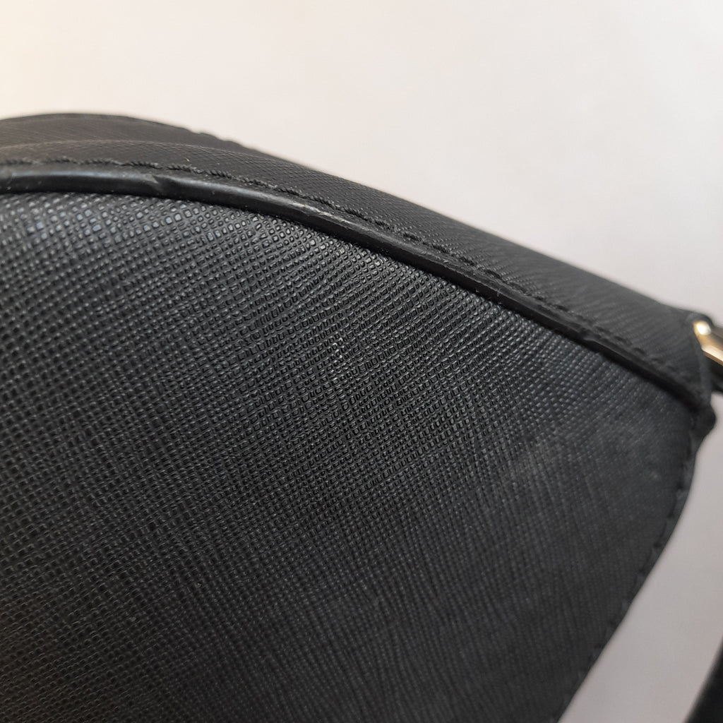 Kate Spade Black Leather Saddle Crossbody Bag | Pre Loved |