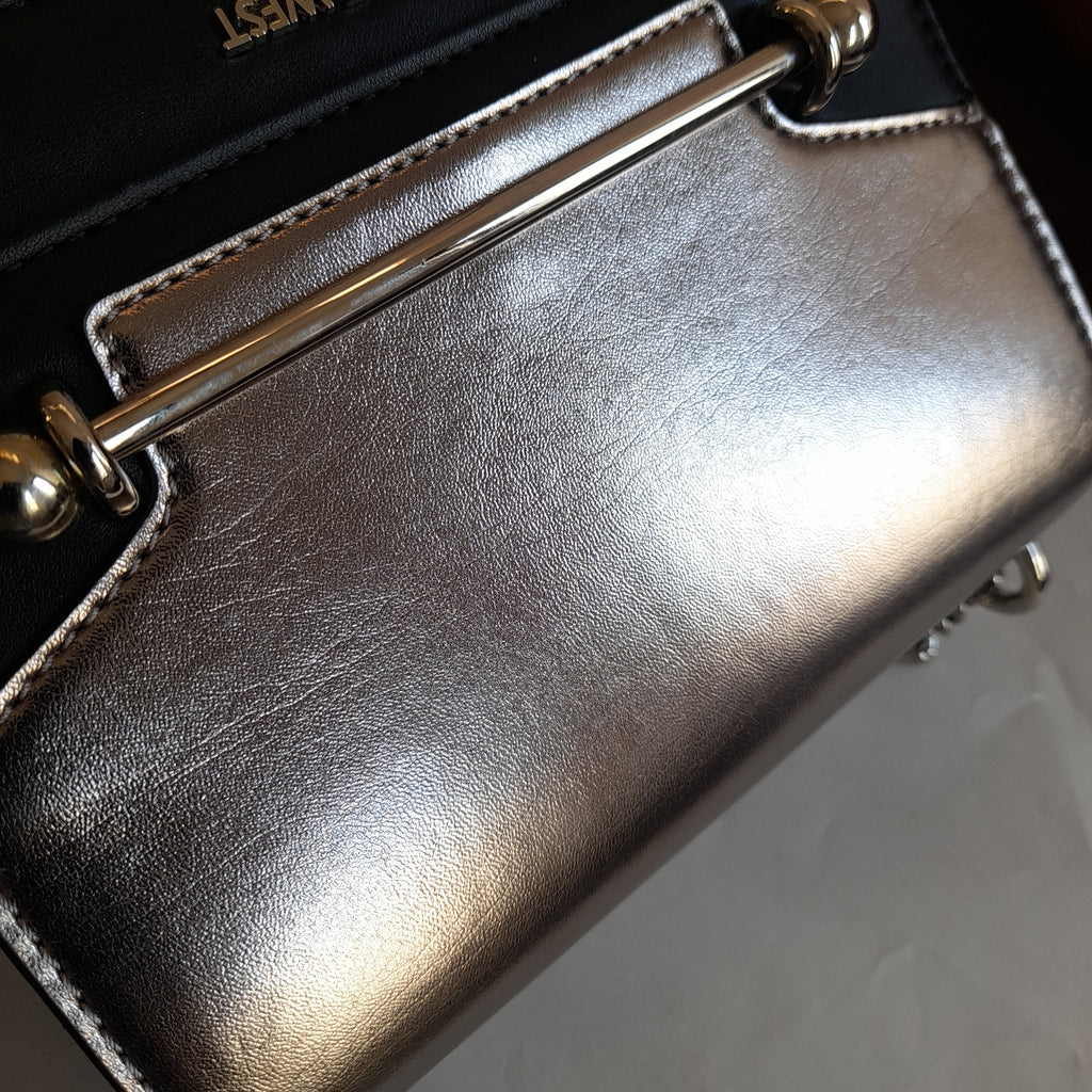 Nine West Silver and Black Chain Strap Shoulder Bag | Gently Used |