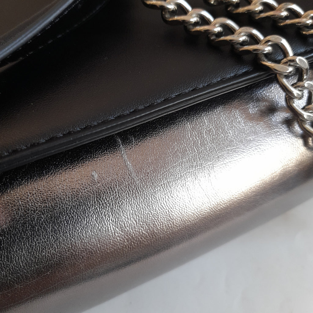 Nine West Silver and Black Chain Strap Shoulder Bag | Gently Used |