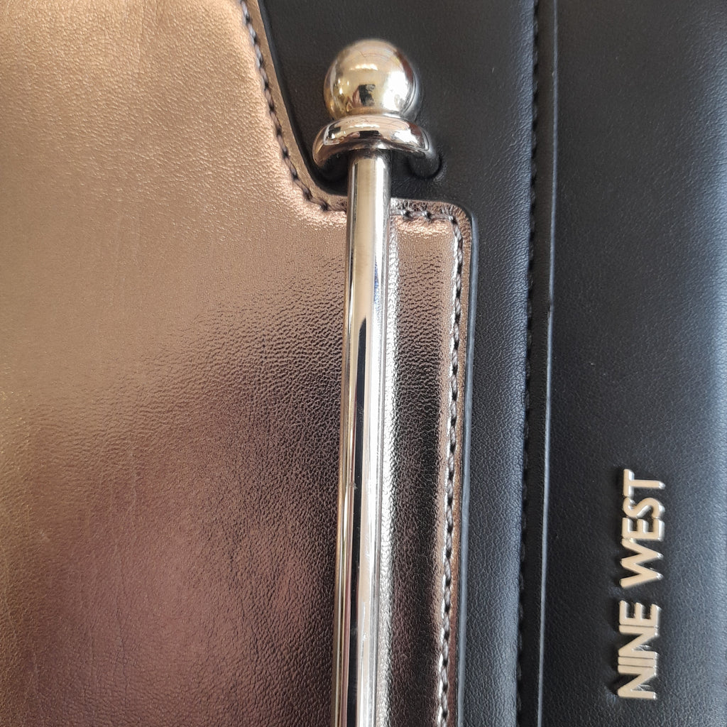 Nine West Silver and Black Chain Strap Shoulder Bag | Gently Used |