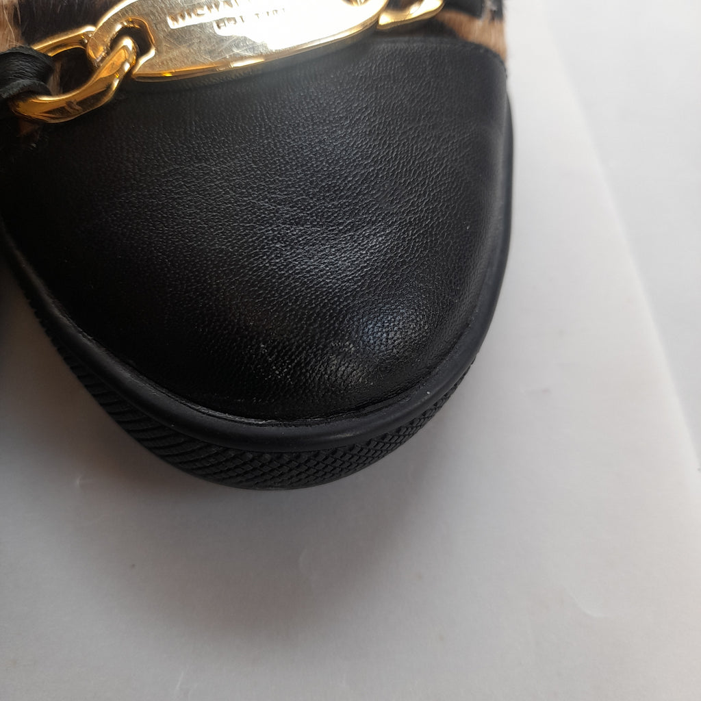 Michael Kors Cheetah Print & Black Leather Ballet Flats | Pre Loved |