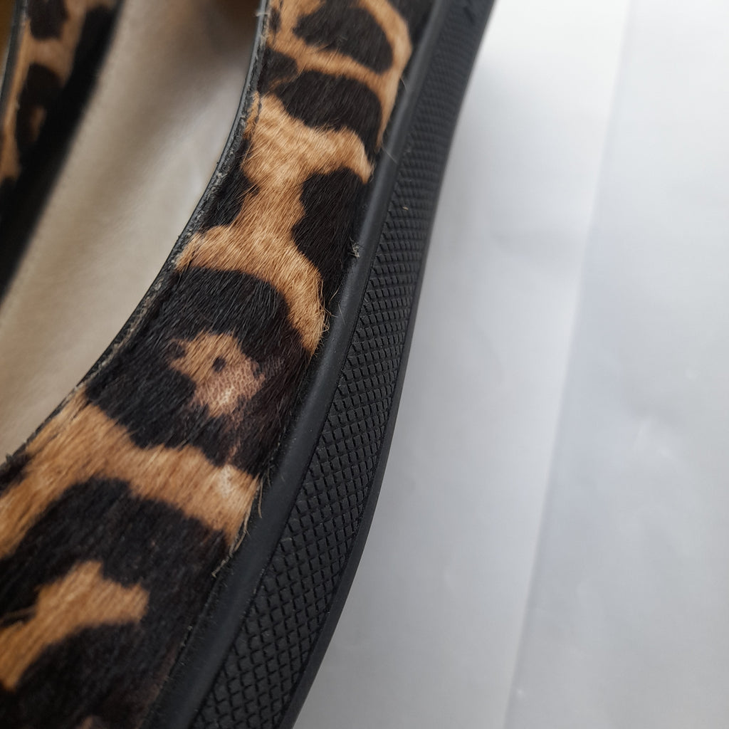 Michael Kors Cheetah Print & Black Leather Ballet Flats | Pre Loved |