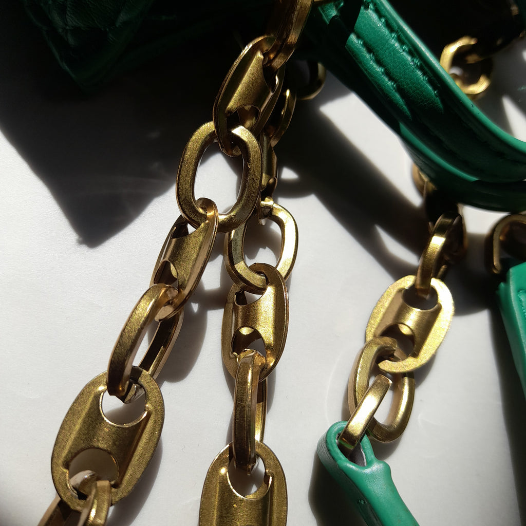 ZARA Green Quilted Faux Leather Shoulder Bag | Gently Used |