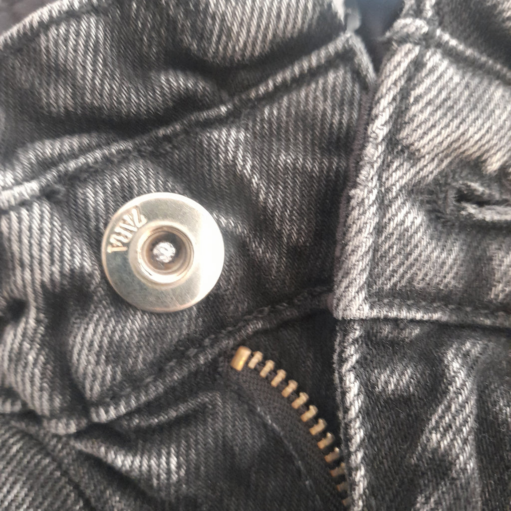 ZARA Dark Grey Denim High-waisted Jeans | Gently Used |