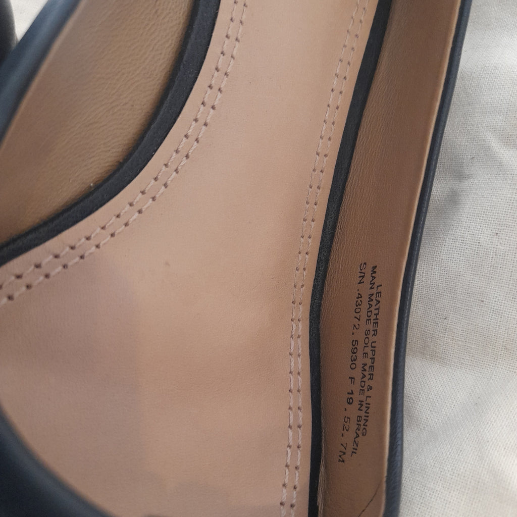 Tory Burch Navy Leather Logo Peep-toe Wedges | Like New |