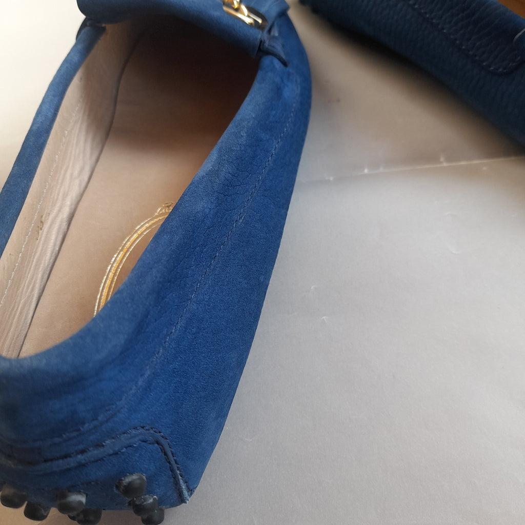 TOD's Blue Leather Fringe Loafers | Gently Used |