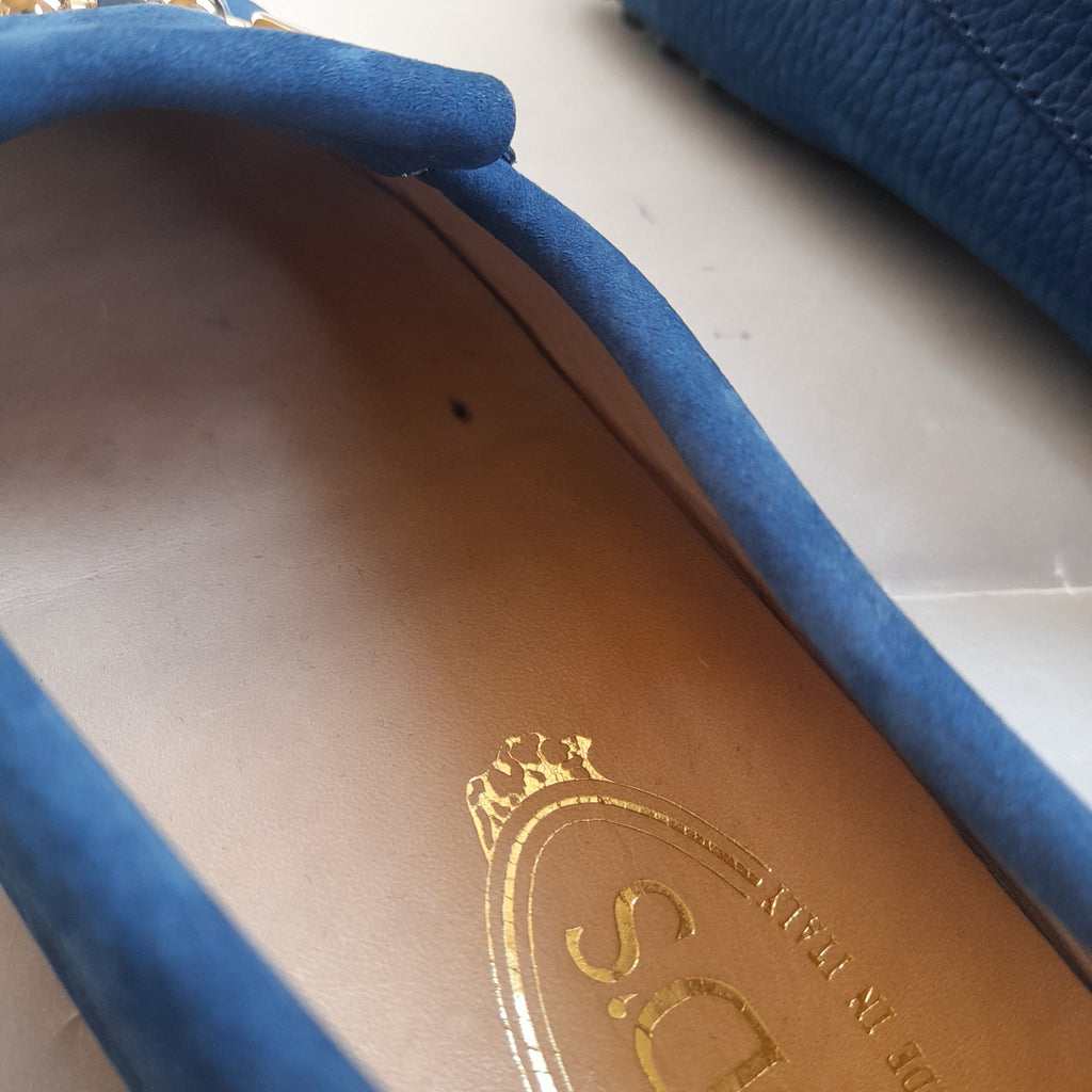 TOD's Blue Leather Fringe Loafers | Gently Used |