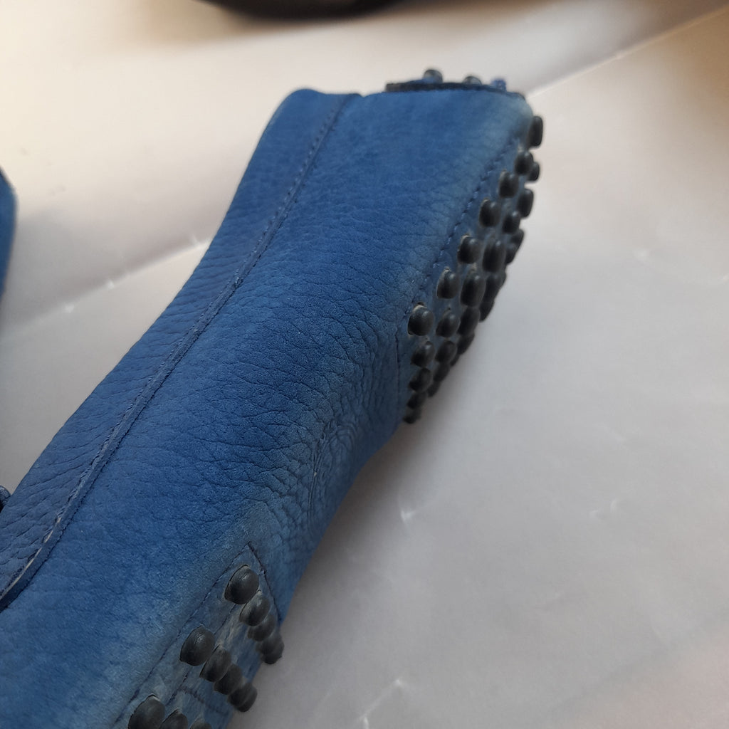 TOD's Blue Leather Fringe Loafers | Gently Used |