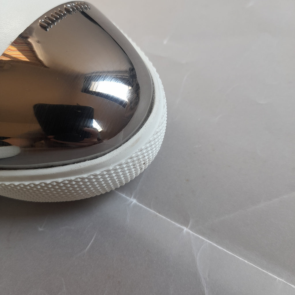 Miu Miu White Leather and Silver Flats | Gently Used |